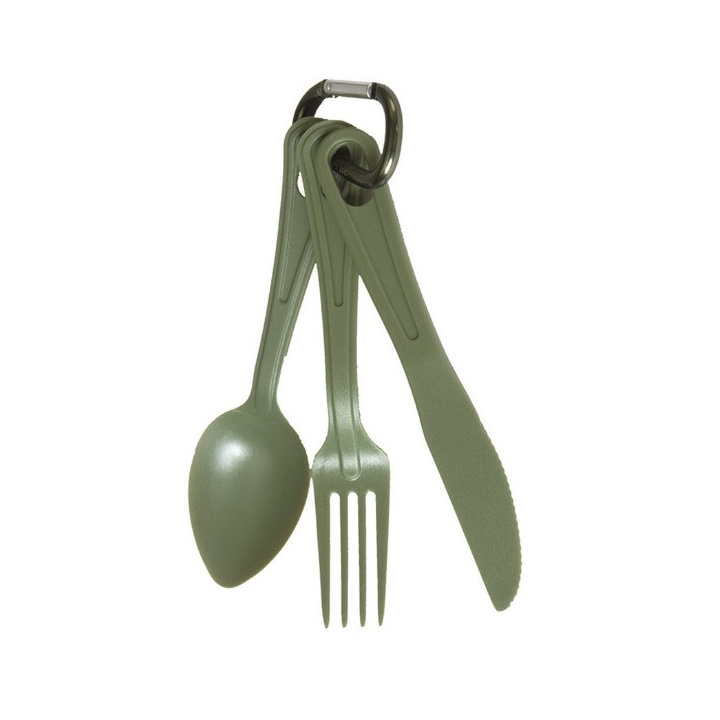 Lusikka, haarukka, veitsi ruokailuvälinesetti