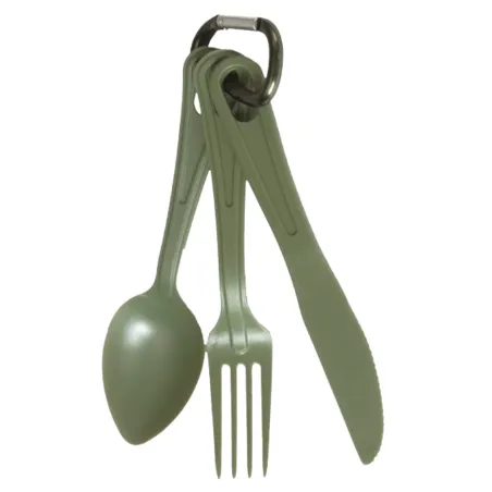 Lusikka, haarukka, veitsi ruokailuvälinesetti